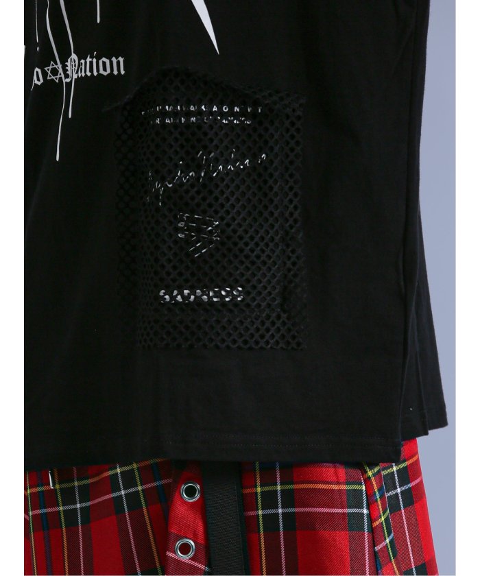 セマンティックデザイン semanticdesign SD×PSYCHONATION フェイクレイヤード メッシュ クルー長袖BIG 半袖 メンズ Tシャツ カットソー カジュアル インナー ビジネス ギフト プレ (赤) 赤