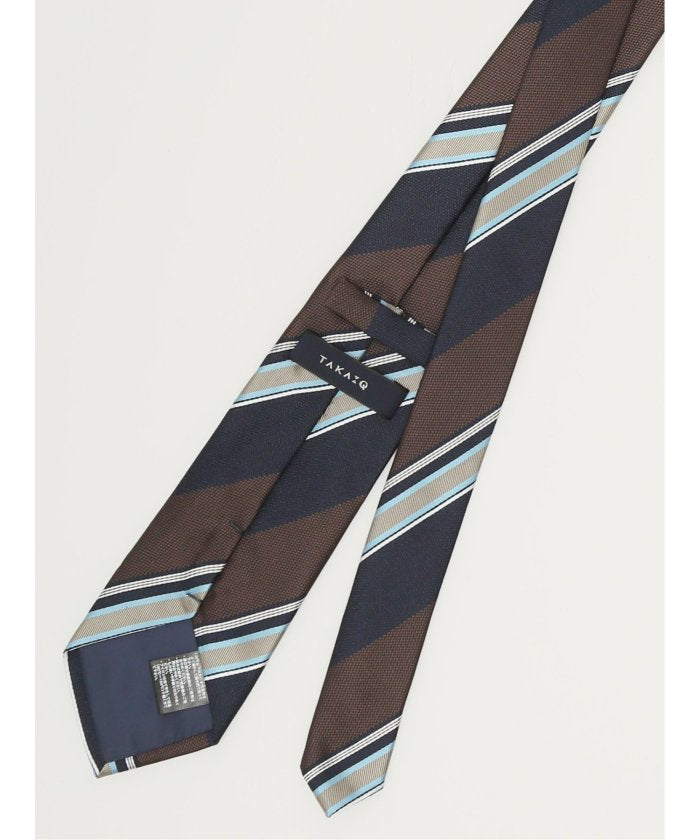 エコウォッシャブル ストライプ柄 レギュラータイ 8.0cm幅 (ピンク) 茶