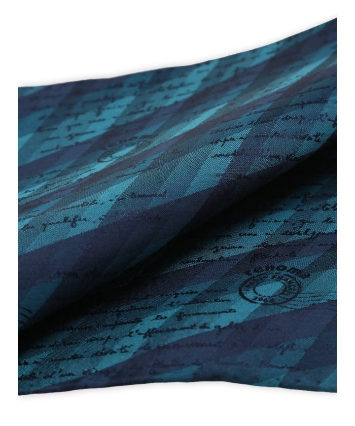 タカキュー TAKA-Q シルク アーガイルカリグラフィー ポケットチーフ (青) 青