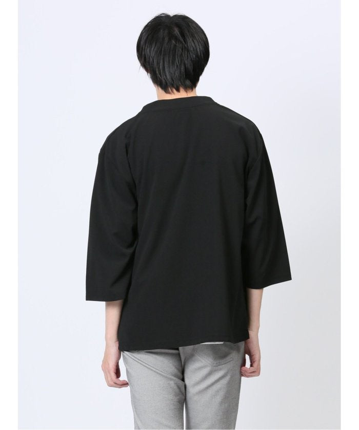 タカキュー TAKA-Q 5分袖 梨地カーディガン&半袖Tシャツ アンサンブル メンズ Tシャツ カットソー カジュアル インナー トップス ギフト プレゼント (ライトグレー) ライトグレー