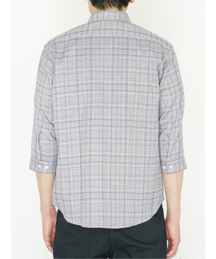 タカキュー TAKA-Q DRY ワッフルチェック レギュラーカラー7分袖シャツ メンズ シャツ カジュアル トップス インナー ギフト プレゼント ライトアウター アウター (ライトグレー) ライトグレー