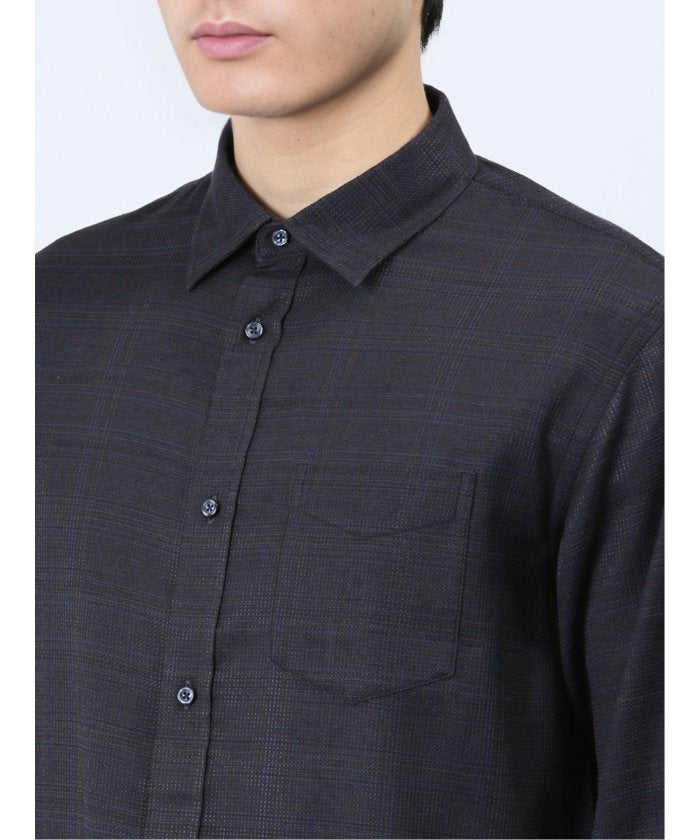 タカキュー TAKA-Q DRY ワッフルチェック レギュラーカラー7分袖シャツ メンズ シャツ カジュアル トップス インナー ギフト プレゼント ライトアウター アウター (ライトグレー) ライトグレー