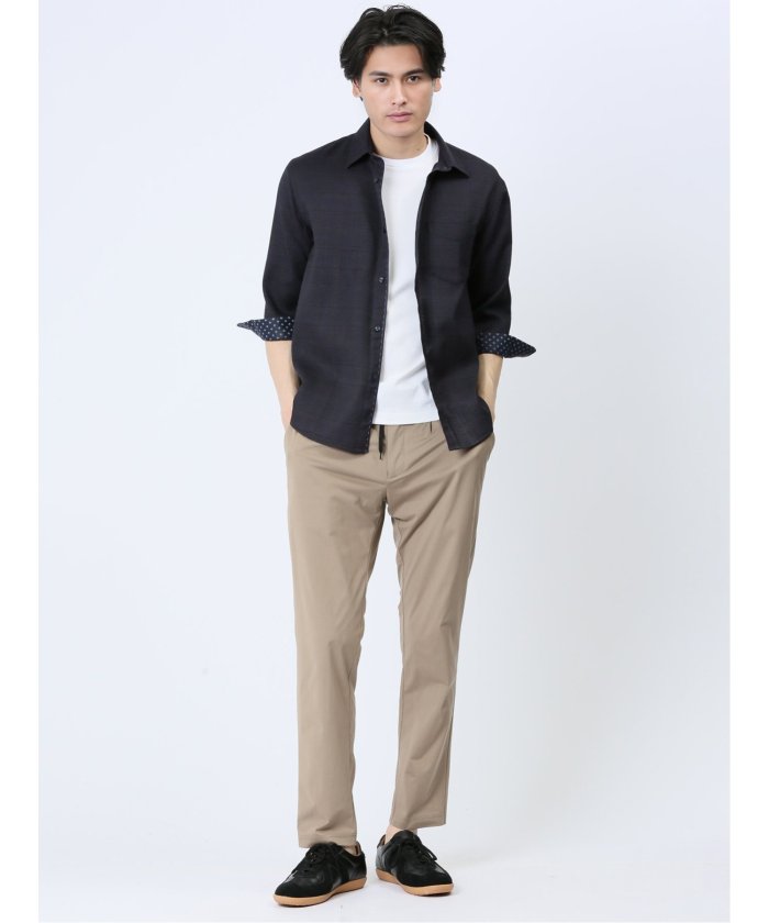 タカキュー TAKA-Q DRY ワッフルチェック レギュラーカラー7分袖シャツ メンズ シャツ カジュアル トップス インナー ギフト プレゼント ライトアウター アウター (ライトグレー) ライトグレー