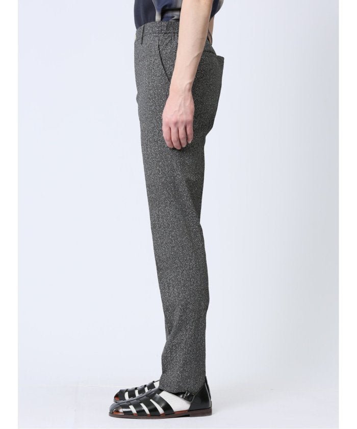 軽量 スリムフィット ノータックパンツ プリント黒(セットアップ可能) メンズ パンツ ボトム ストレッチ 伸びる カジュアル ビジネス 通勤 仕事 ジャケパン (黒) 黒