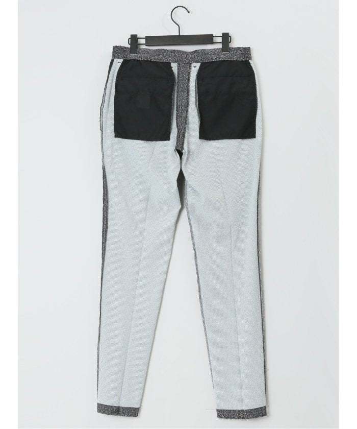 軽量 スリムフィット ノータックパンツ プリント黒(セットアップ可能) メンズ パンツ ボトム ストレッチ 伸びる カジュアル ビジネス 通勤 仕事 ジャケパン (黒) 黒