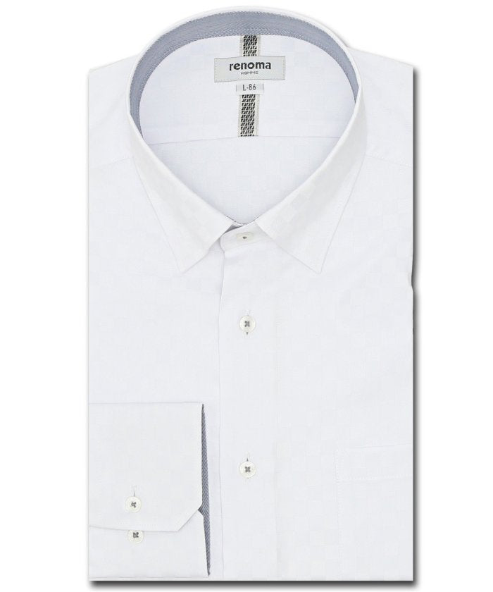 タカキュー TAKA-Q 【大きいサイズ】レノマオム/renoma HOMME 形態安定 スタンダードフィット ショートレギュラーカラースナップダウン長袖シャツ (白) 長袖 シャツ メンズ ワイシャツ ビジネス ノーアイロン 形態安定 yシャツ 速乾 白