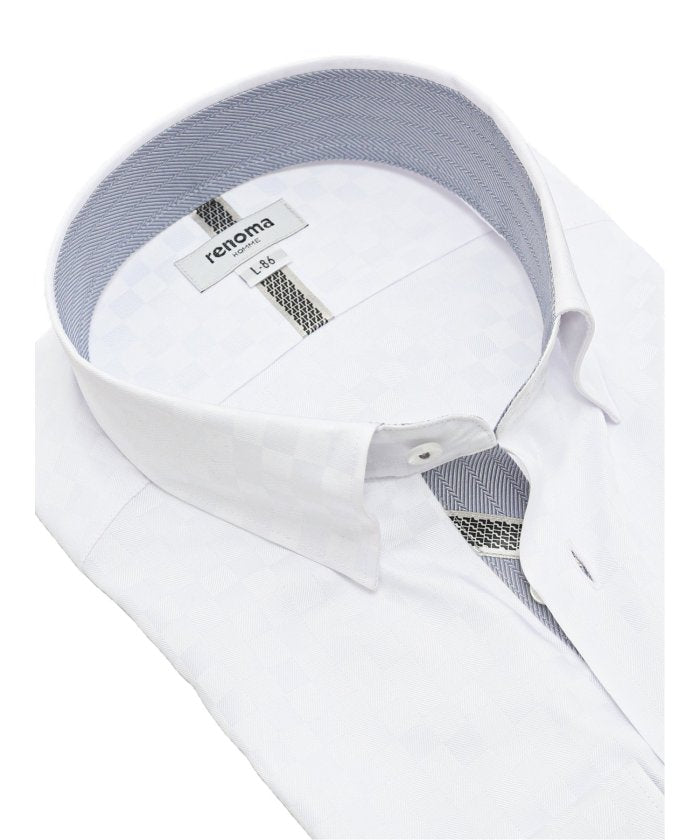 タカキュー TAKA-Q 【大きいサイズ】レノマオム/renoma HOMME 形態安定 スタンダードフィット ショートレギュラーカラースナップダウン長袖シャツ (白) 長袖 シャツ メンズ ワイシャツ ビジネス ノーアイロン 形態安定 yシャツ 速乾 白