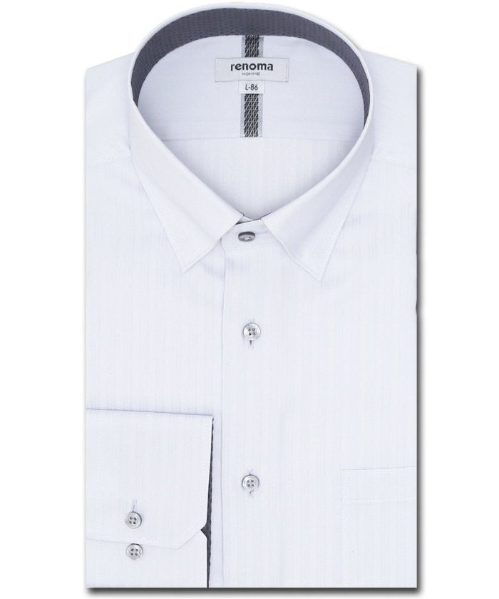 【大きいサイズ】形態安定 ショートレギュラーカラースナップダウン長袖シャツ (青) 長袖 シャツ メンズ ワイシャツ ビジネス ノーアイロン 形態安定 yシャツ 速乾 青