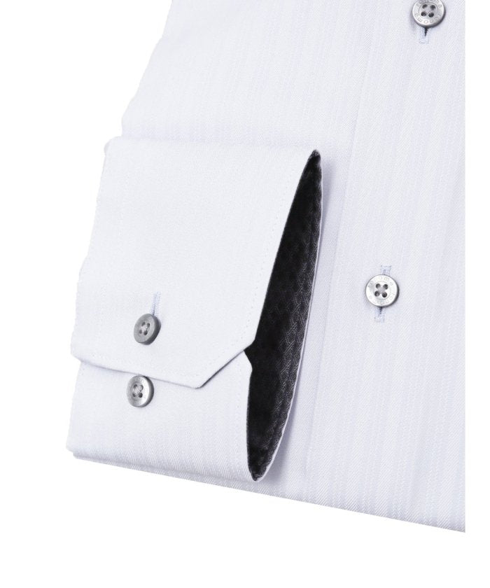 【大きいサイズ】形態安定 ショートレギュラーカラースナップダウン長袖シャツ (青) 長袖 シャツ メンズ ワイシャツ ビジネス ノーアイロン 形態安定 yシャツ 速乾 青