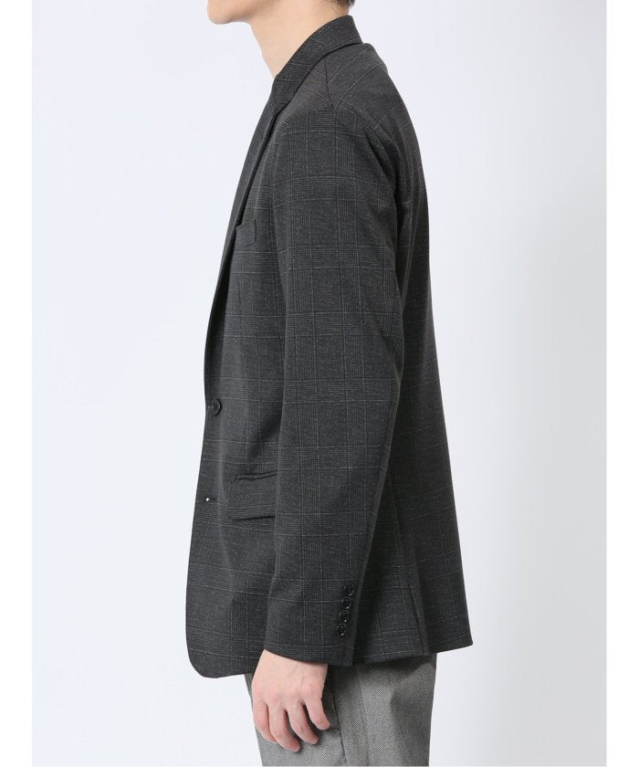 タカキュー TAKA-Q ストレッチポンチ スリムフィット 2ボタンジャケット グレンチェック紺 (グレー) グレー