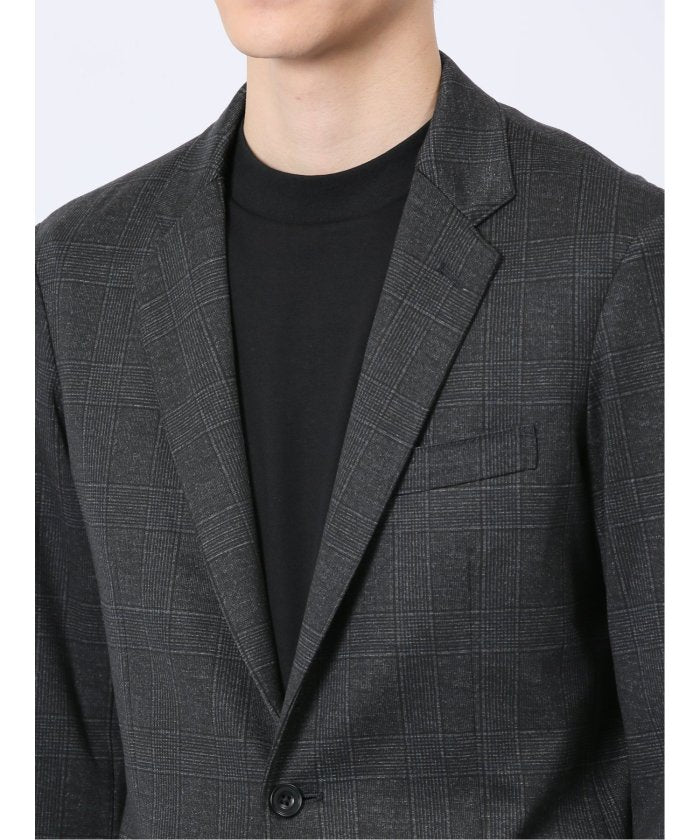 タカキュー TAKA-Q ストレッチポンチ スリムフィット 2ボタンジャケット グレンチェック紺 (グレー) グレー