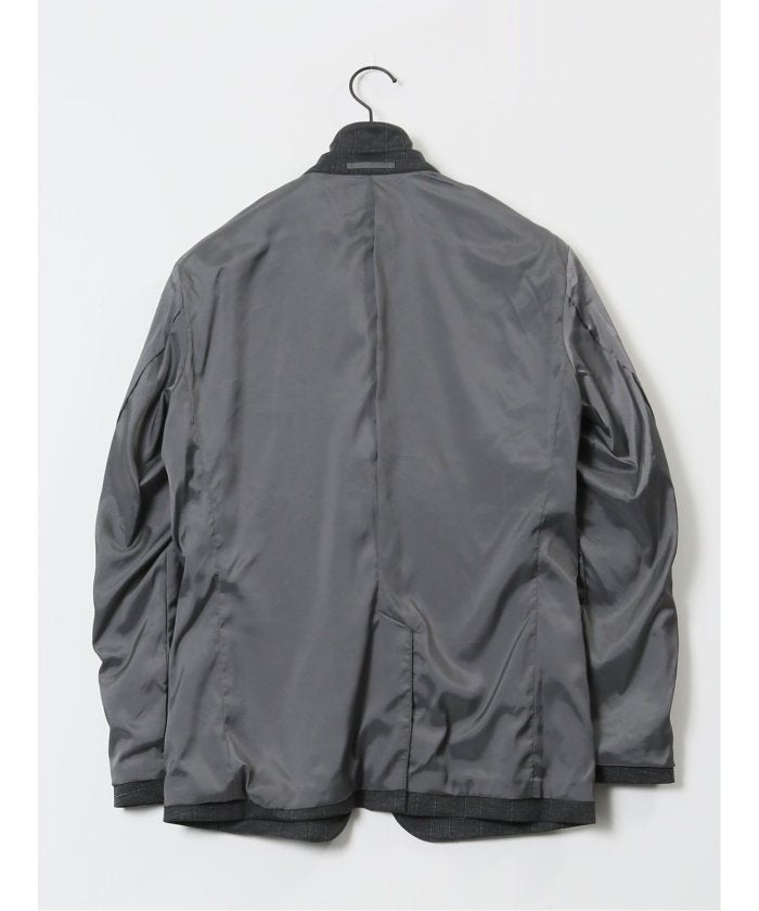 タカキュー TAKA-Q ストレッチポンチ スリムフィット 2ボタンジャケット グレンチェック紺 (グレー) グレー