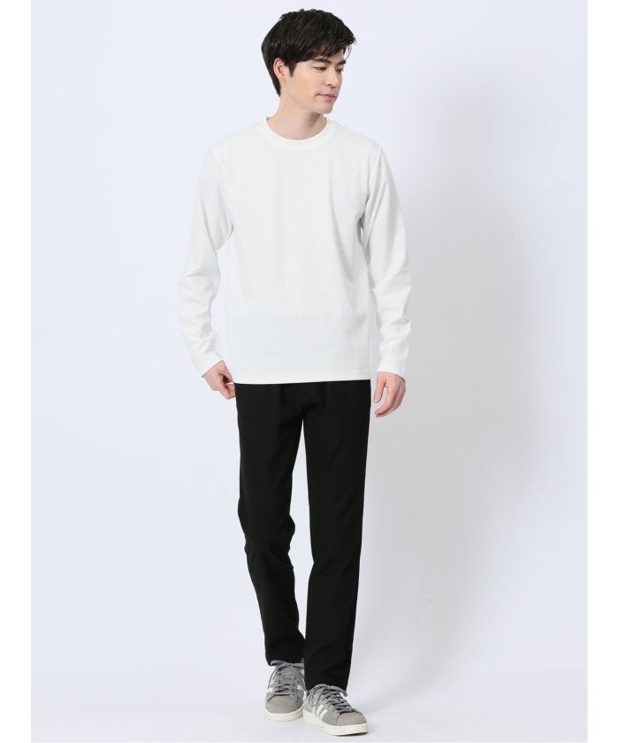 クロスストレッチ トラウザーパンツ 光沢ドビー (黒) メンズ パンツ ボトム ストレッチ カジュアル ビジネス 通勤 仕事 黒