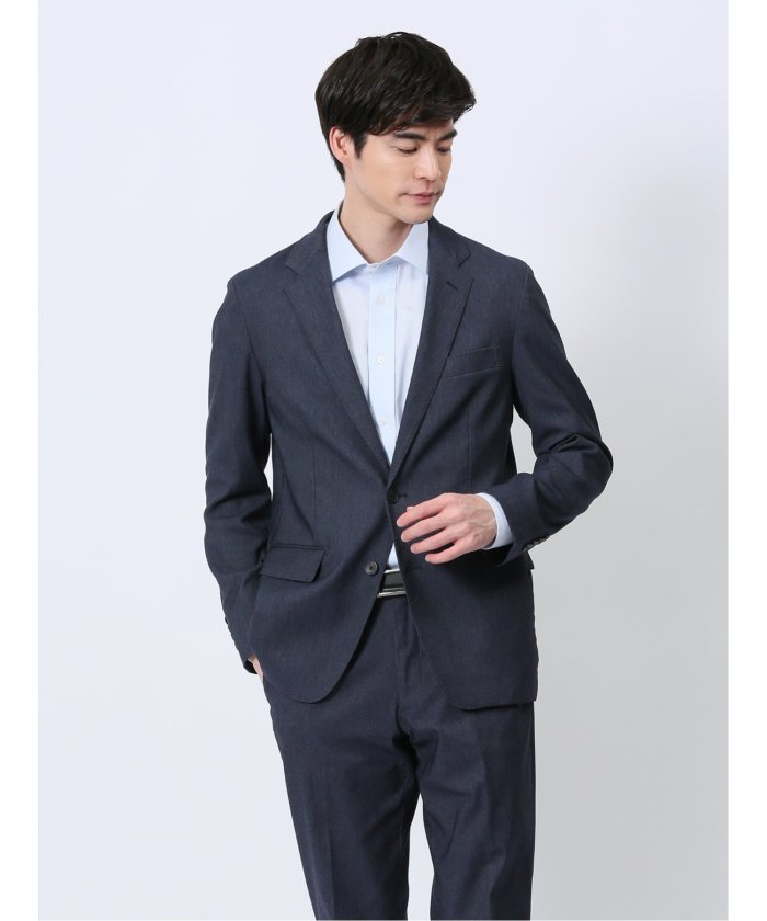 Cross Stretch Slim Fit 2-Button Jacket Denim Style Navy