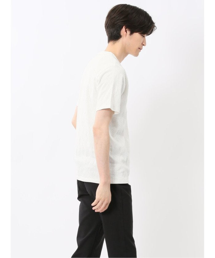 ふくれアーガイル Vネック半袖Tシャツ (黒) メンズ Tシャツ カットソー カジュアル インナー トップス ギフト プレゼント 黒