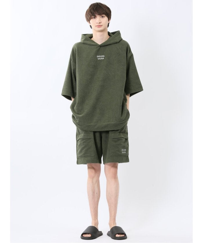 Sauna Camp×T/Q パイルポンチョ(セットアップ可能) (紺) メンズ Tシャツ カットソー カジュアル インナー トップス ギフト プレゼント 紺