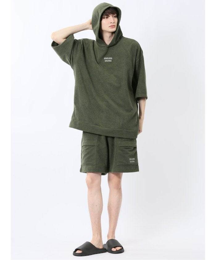 Sauna Camp×T/Q パイルポンチョ(セットアップ可能) (紺) メンズ Tシャツ カットソー カジュアル インナー トップス ギフト プレゼント 紺