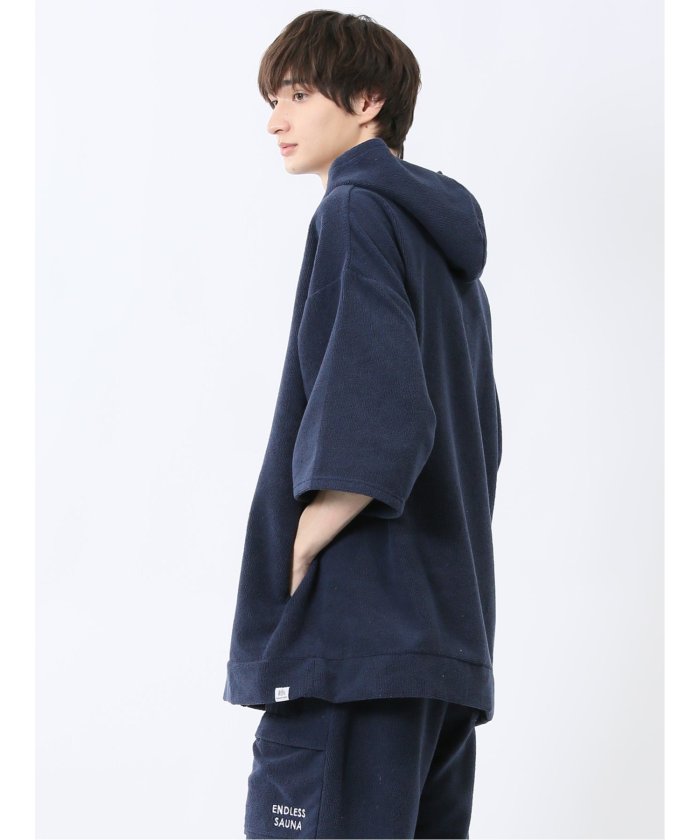 Sauna Camp×T/Q パイルポンチョ(セットアップ可能) (紺) メンズ Tシャツ カットソー カジュアル インナー トップス ギフト プレゼント 紺