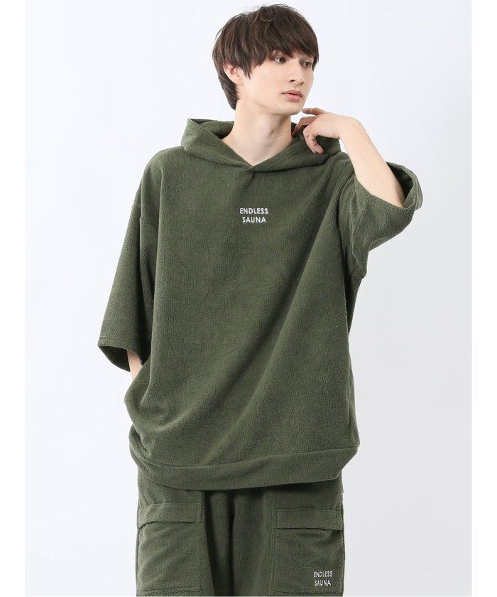 Sauna Camp×T/Q パイルポンチョ(セットアップ可能) (カーキ) メンズ Tシャツ カットソー カジュアル インナー トップス ギフト プレゼント カーキ