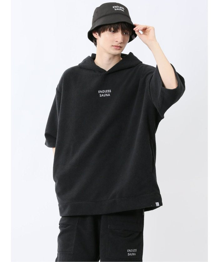 Sauna Camp×T/Q パイルポンチョ(セットアップ可能) (黒) メンズ Tシャツ カットソー カジュアル インナー トップス ギフト プレゼント 黒