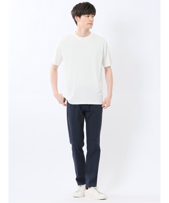 接触冷感 モックネック半袖Tシャツ (白) メンズ Tシャツ カットソー カジュアル インナー トップス ギフト プレゼント 白