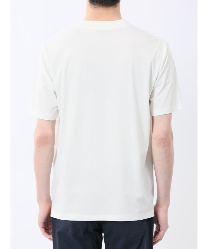 接触冷感 モックネック半袖Tシャツ (白) メンズ Tシャツ カットソー カジュアル インナー トップス ギフト プレゼント 白