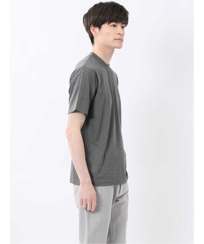 接触冷感 モックネック半袖Tシャツ (白) メンズ Tシャツ カットソー カジュアル インナー トップス ギフト プレゼント 白