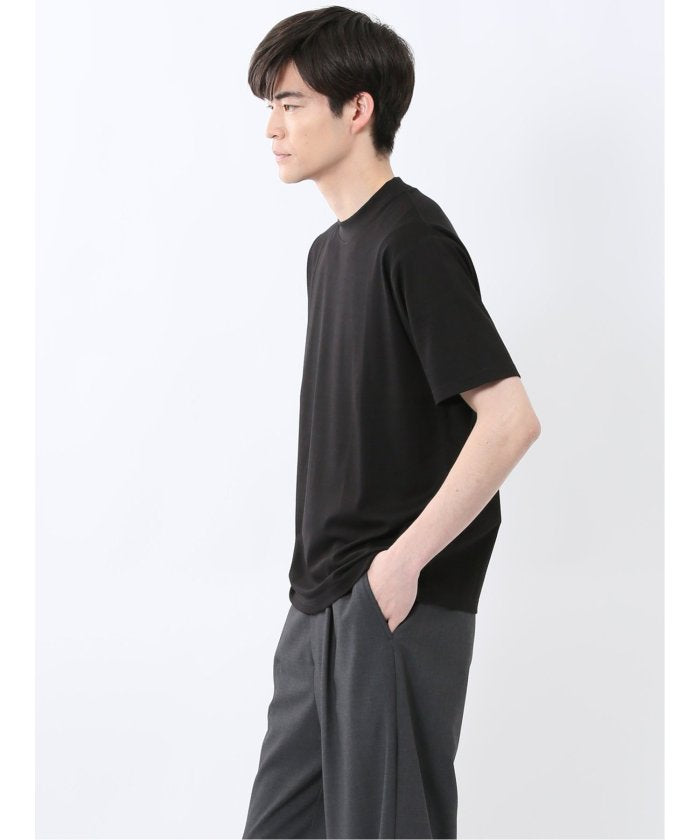 接触冷感 モックネック半袖Tシャツ (白) メンズ Tシャツ カットソー カジュアル インナー トップス ギフト プレゼント 白