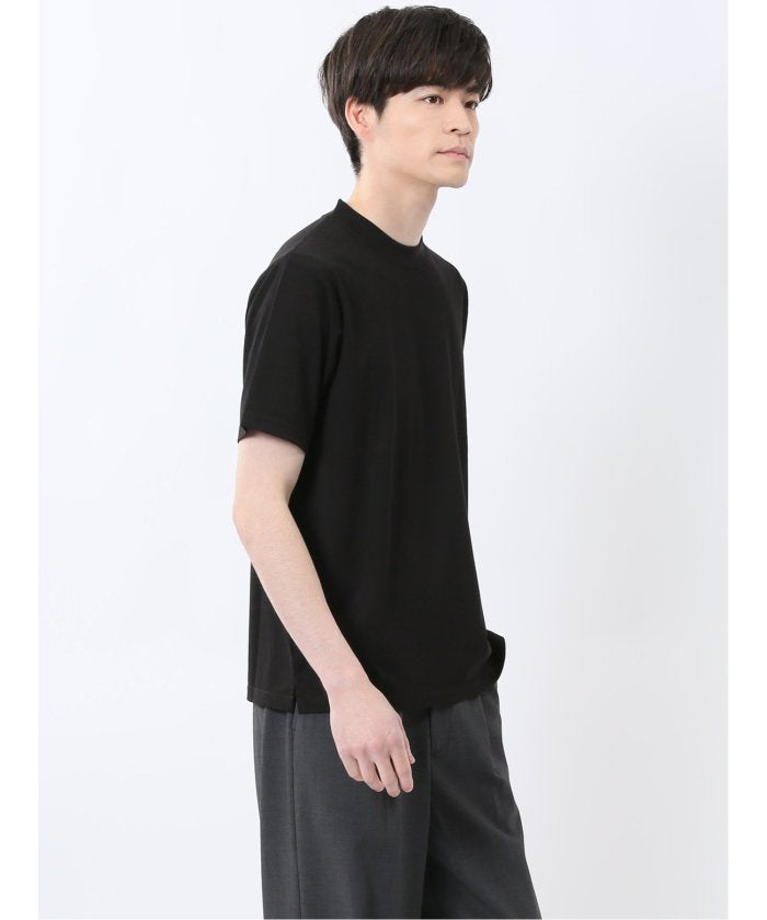 接触冷感 モックネック半袖Tシャツ (白) メンズ Tシャツ カットソー カジュアル インナー トップス ギフト プレゼント 白