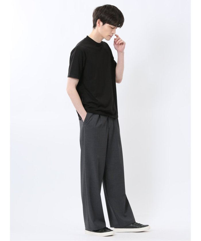 接触冷感 モックネック半袖Tシャツ (白) メンズ Tシャツ カットソー カジュアル インナー トップス ギフト プレゼント 白