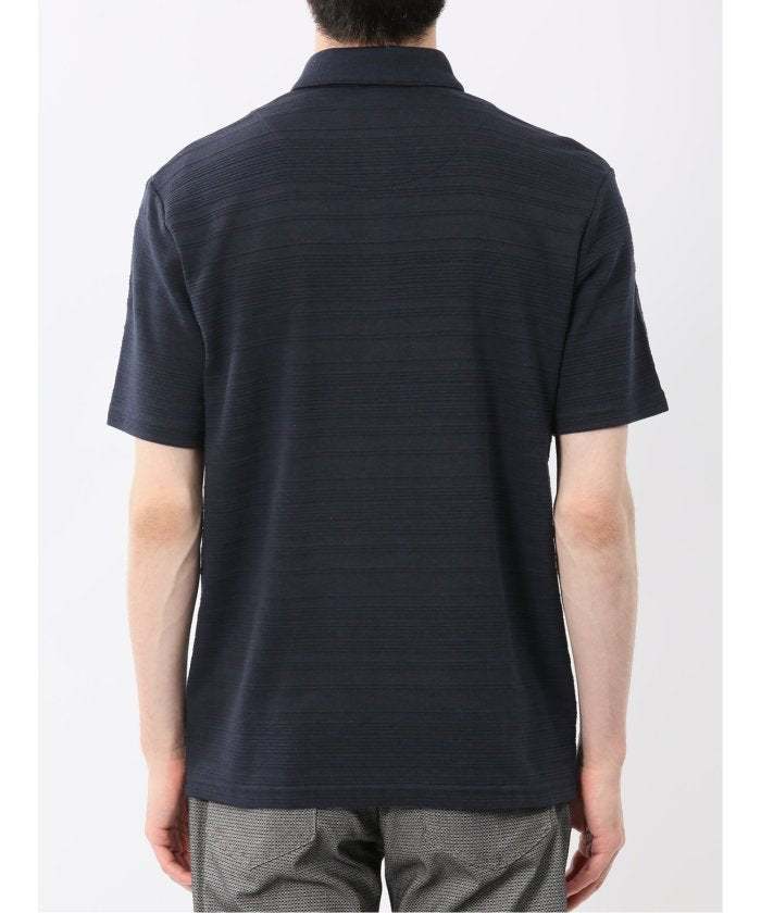 タカキュー TAKA-Q タックボーダー カッタウェイ半袖ポロシャツ (紺) メンズ ポロシャツ カットソー ワイシャツ カジュアル インナー ビジネス ギフト プレゼント ゴルフ 通勤 仕事 紺