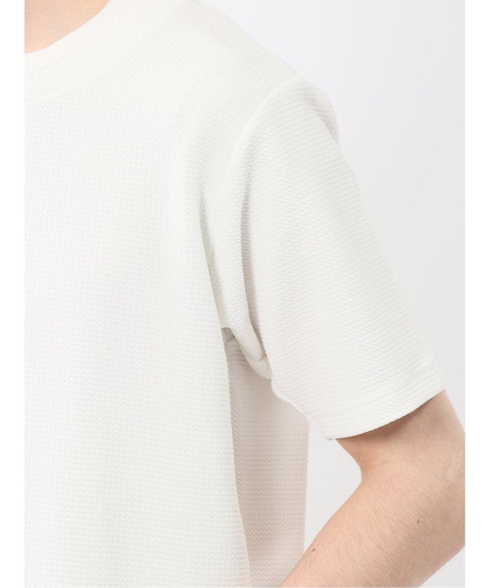 ドライワッフル キーネック半袖Tシャツ (紺) メンズ Tシャツ カットソー カジュアル インナー トップス ギフト プレゼント 紺