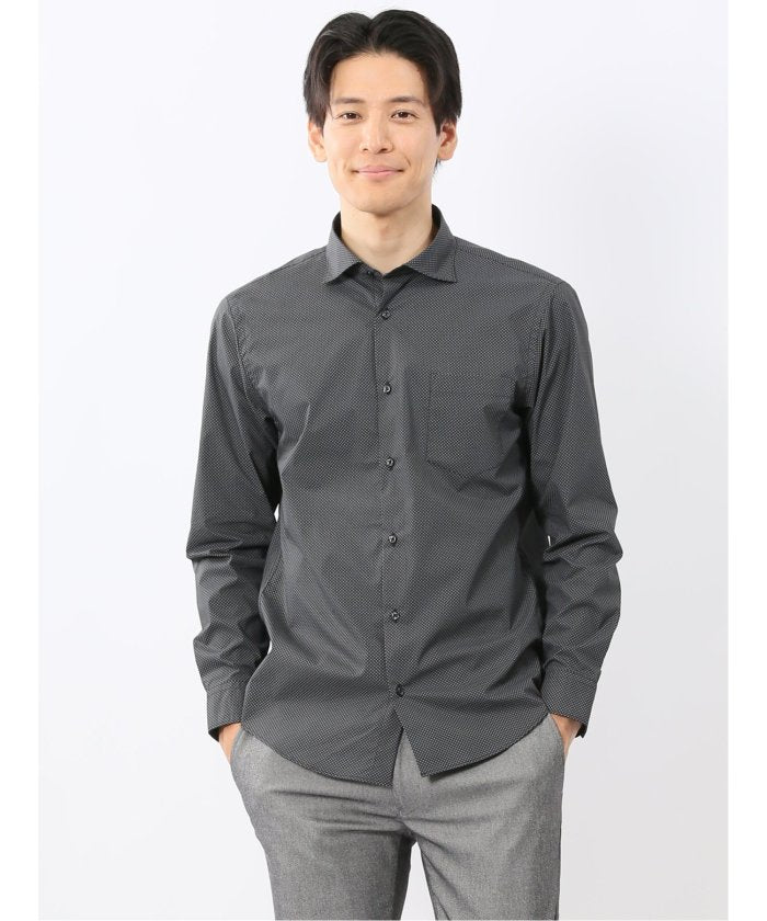 Aページ Stretch Print Wide Color Long Sleeve Shirt