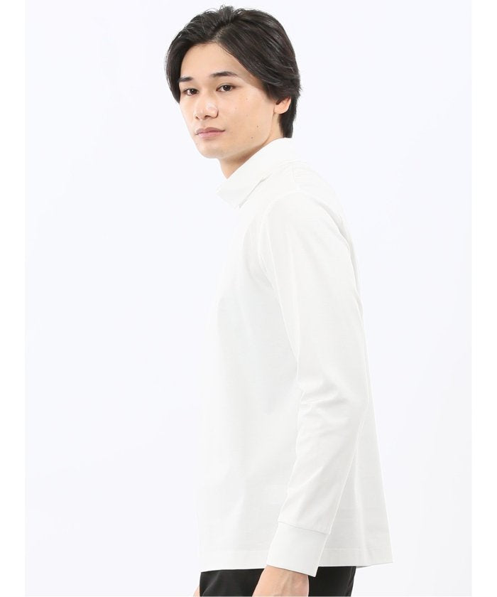 タカキュー TAKA-Q 【DRESS T-SHIRT】シルケットスムス タートルネック 長袖Tシャツ (白) 白