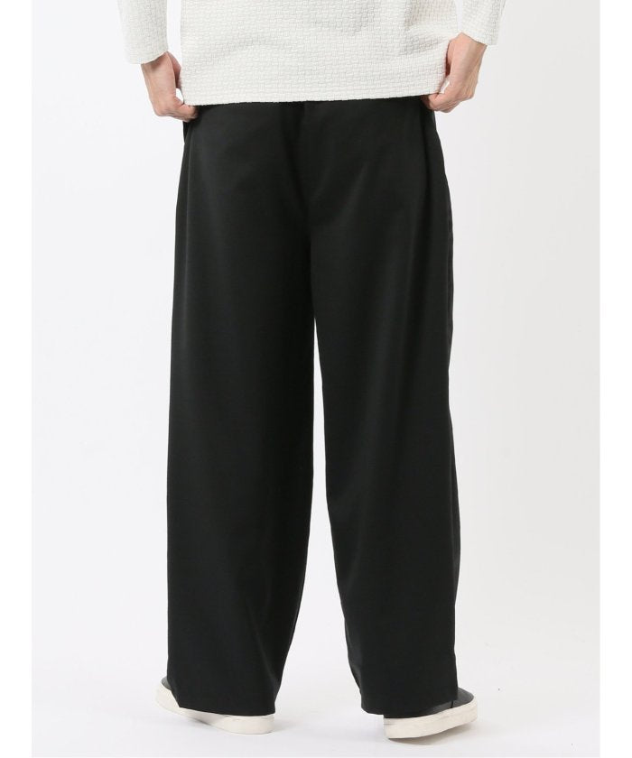 タカキュー TAKA-Q NEO BASICS ウール混 ワイドトラウザーパンツ(セットアップ可能) (グレー) グレー