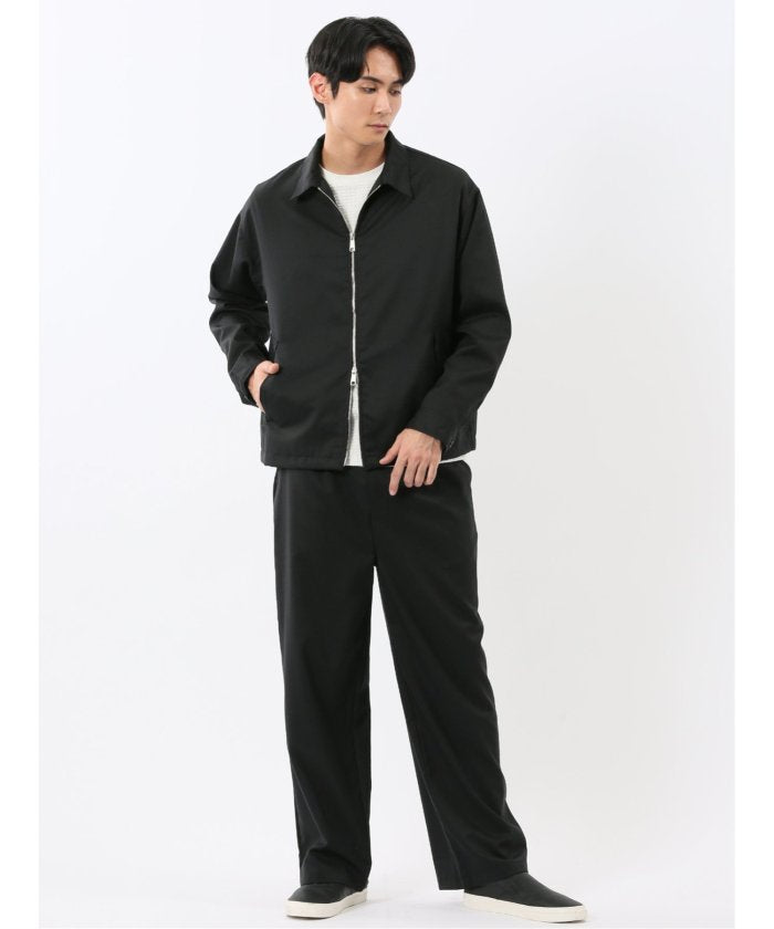 タカキュー TAKA-Q NEO BASICS ウール混 ワイドトラウザーパンツ(セットアップ可能) (グレー) グレー