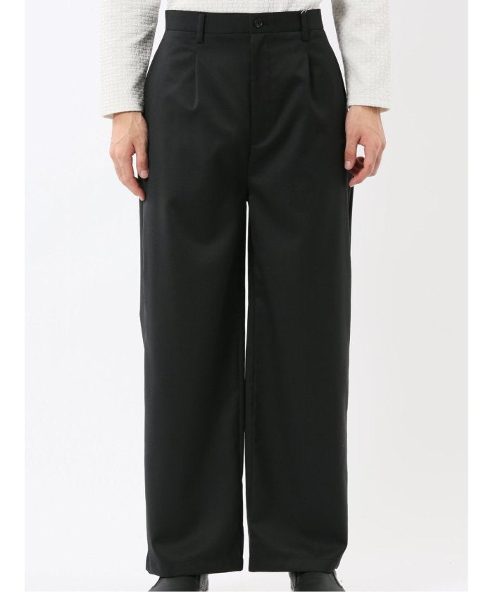 タカキュー TAKA-Q NEO BASICS ウール混 ワイドトラウザーパンツ(セットアップ可能) (グレー) グレー