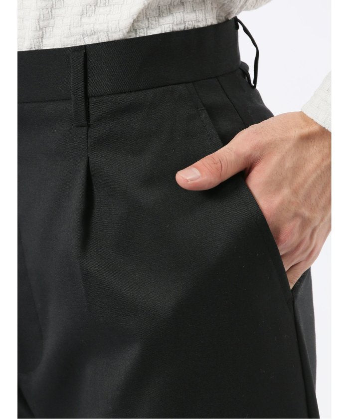 タカキュー TAKA-Q NEO BASICS ウール混 ワイドトラウザーパンツ(セットアップ可能) (グレー) グレー