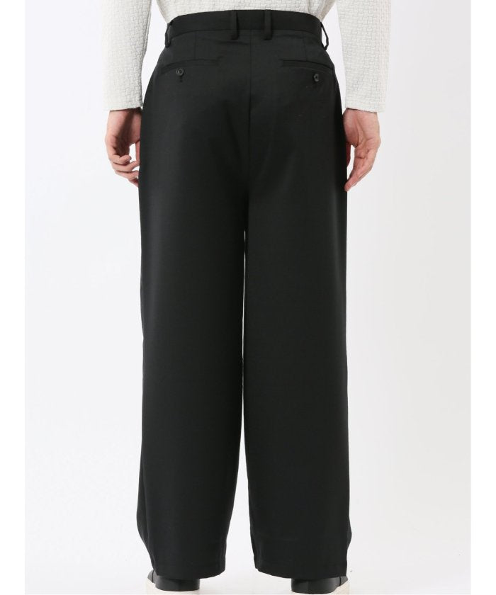 タカキュー TAKA-Q NEO BASICS ウール混 ワイドトラウザーパンツ(セットアップ可能) (グレー) グレー