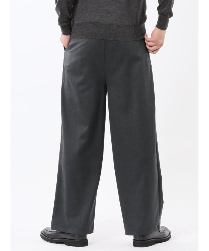 タカキュー TAKA-Q NEO BASICS ウール混 ワイドトラウザーパンツ(セットアップ可能) (グレー) グレー