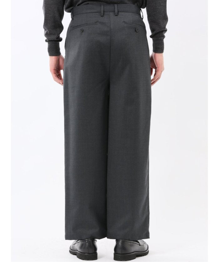 タカキュー TAKA-Q NEO BASICS ウール混 ワイドトラウザーパンツ(セットアップ可能) (グレー) グレー