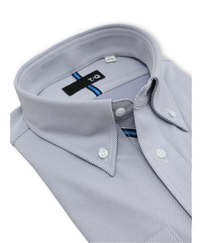 【ノンアイロン・ストレッチ】 プライムフレックス NEWスタンダードフィット ボタンダウン長袖ニットシャツ (青) 青