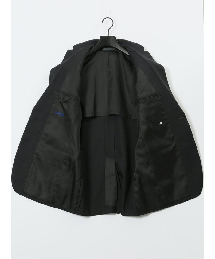 タカキュー TAKA-Q ストレッチウォッシャブル スリムフィット 2ボタン2ピーススーツ シャドーチェック黒 (黒) 黒