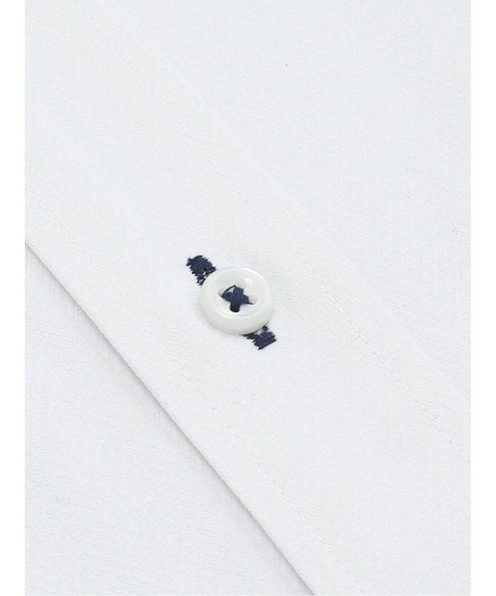 ノンアイロンストレッチ NEWスタンダードフィット ワイドカラー長袖ニットシャツ (白) 白