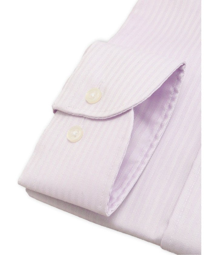 綿100% ノンアイロン NEWスタンダードフィット ボタンダウン長袖シャツ (ピンク) ピンク