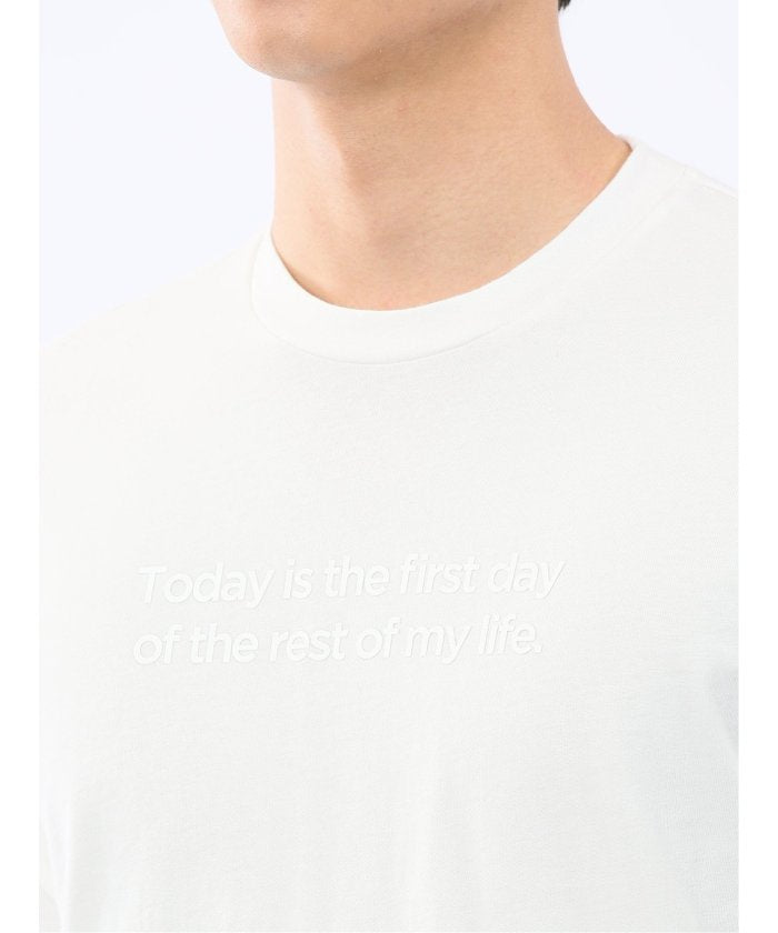 タカキュー TAKA-Q 綿天竺 メッセージロゴ クルーネック長袖Tシャツ (黒) 黒