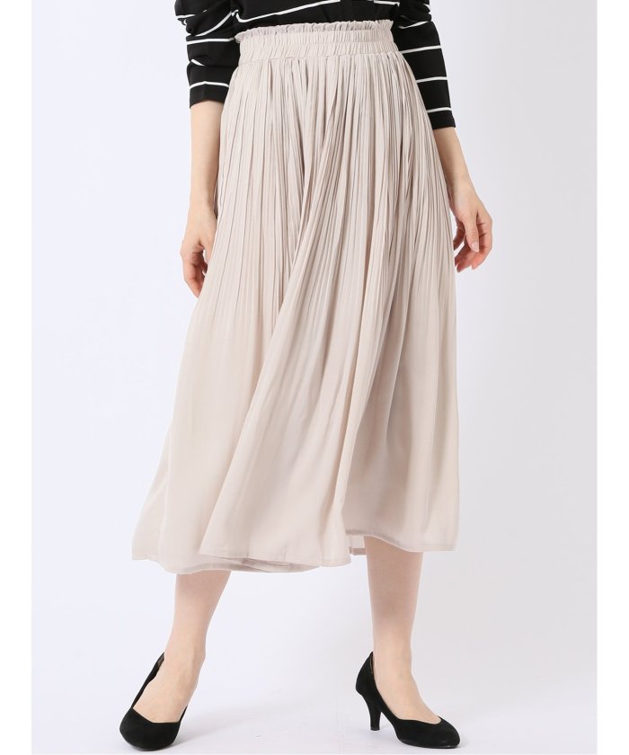 タカキュー TAKA-Q チャームベリーチック/CHRM BERRY TIC サテン 消し プリーツ ロング スカート (アイボリー) アイボリー