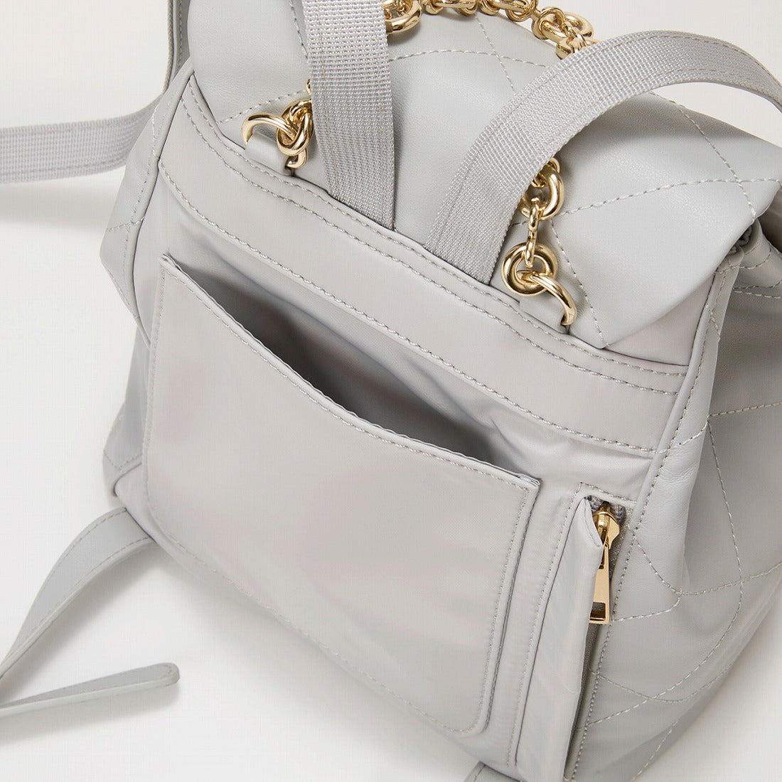 TOPKAPI TOPKAPI Soft Leather Quilted Mini Backpack with Chain