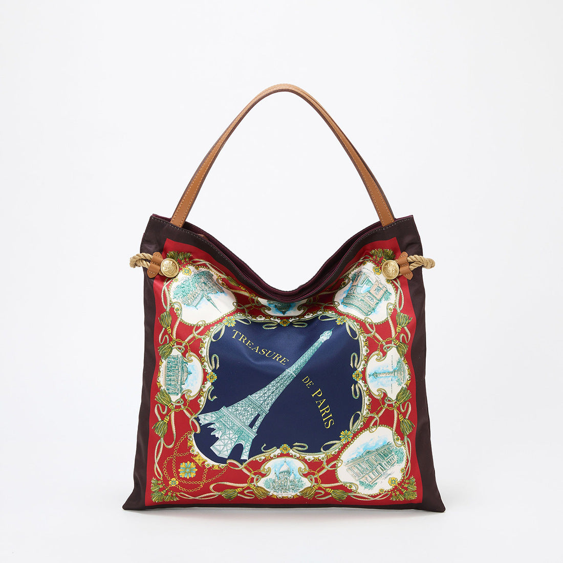 トプカピ TOPKAPI 【TREASURE TOPKAPI】マイルドサテン スカーフ柄 トートバッグ (チョコレート) チョコレート