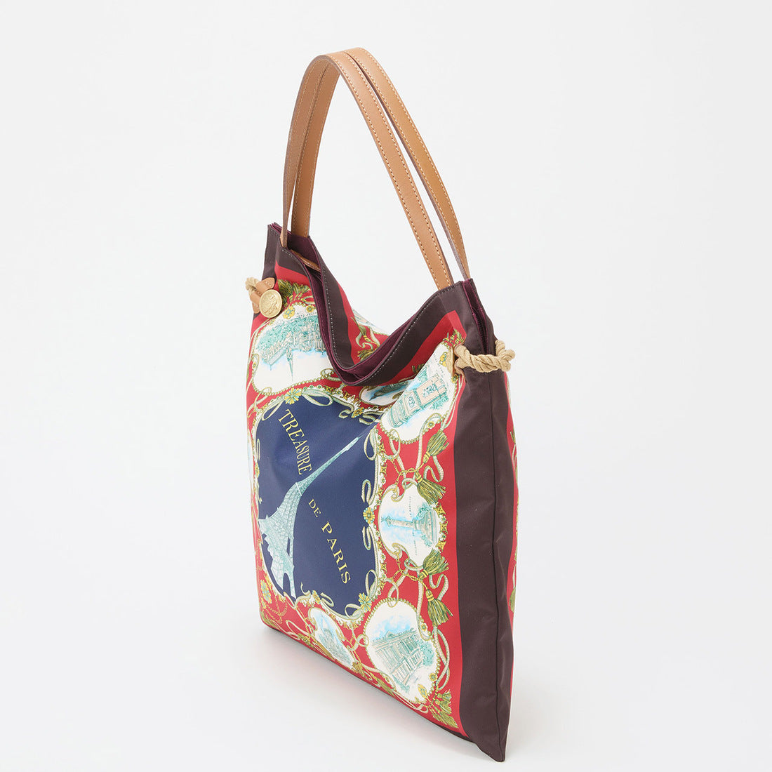 トプカピ TOPKAPI 【TREASURE TOPKAPI】マイルドサテン スカーフ柄 トートバッグ (チョコレート) チョコレート